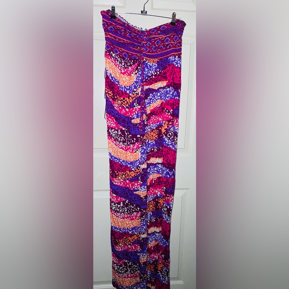 Womens‎ Strapless Long Maxi Pink Pattern Summer Dress by Faded Glory L
